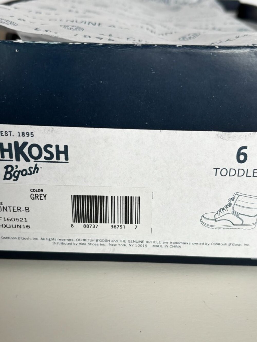 OshKosh B'gosh Toddler Boys Shoes Boots Hunter Grey Casual Fall Winter Sz 6 6T - Picture 13 of 14